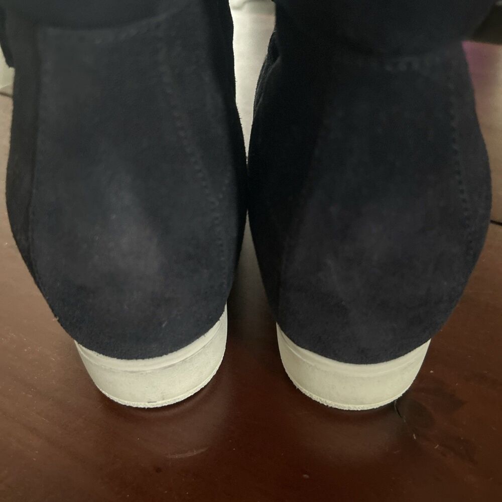 Prada Womens Black Suede 1” Heel Zip Up Wedge High Top Sneaker Boots 40 EU 10 US - Picture 13 of 14